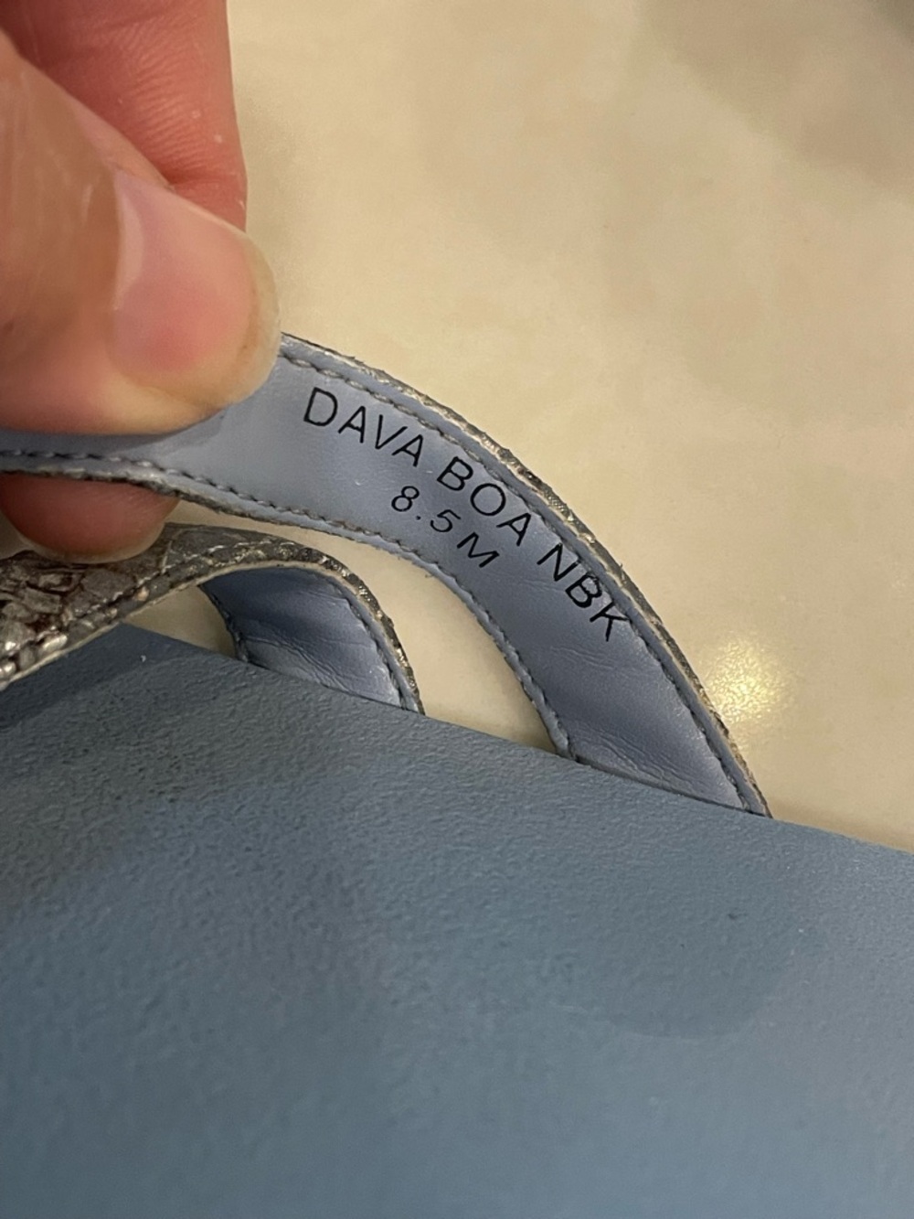 Vionic Dava Boa light blue snakeskin cross strap side sandal - Picture 2 of 8